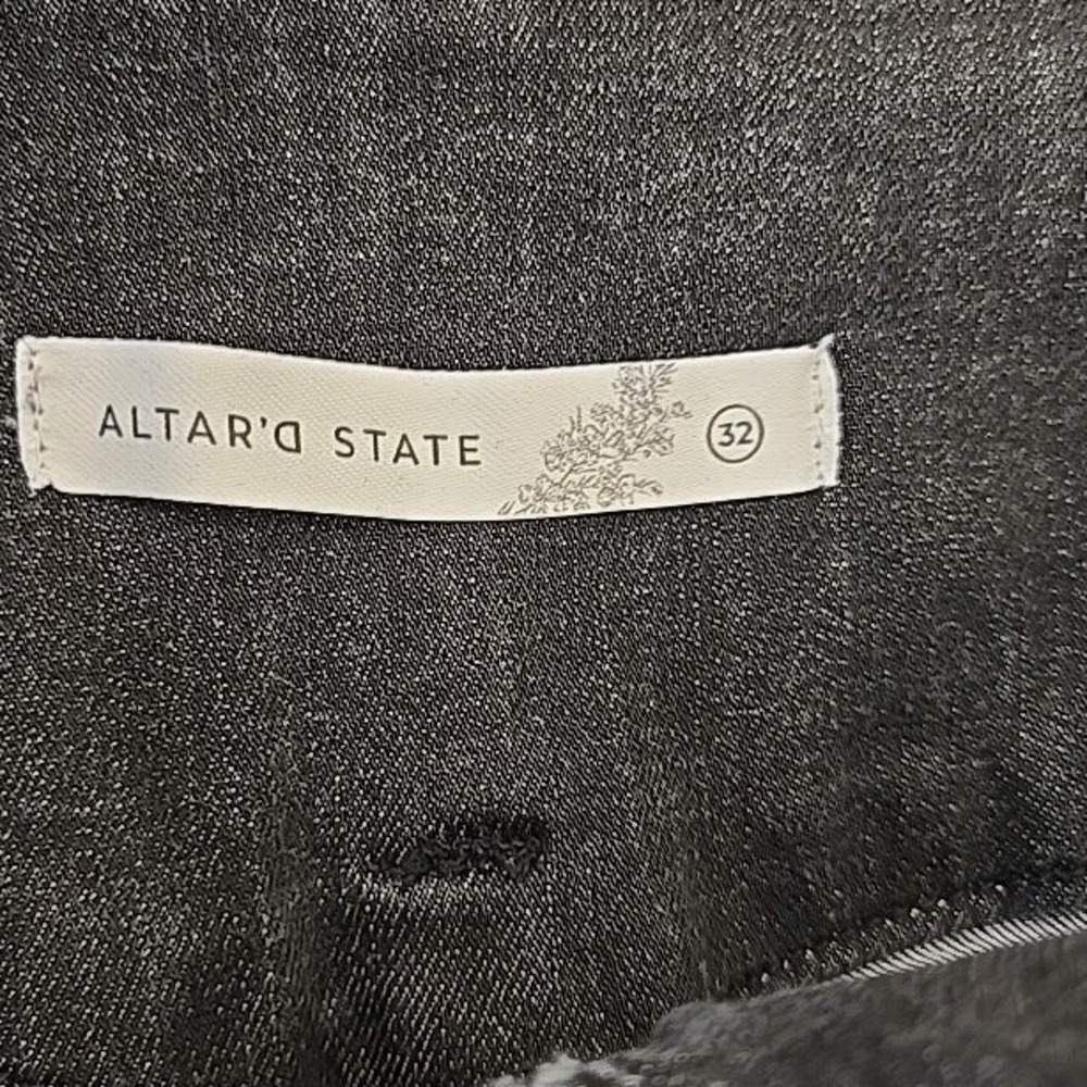Altar'd State Nico Wide Leg Jeans 32 High Waist Pintuck Seam Acid Wash Black - Picture 3 of 11